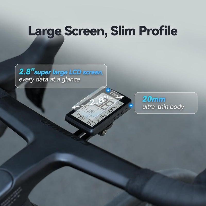CYCPLUS Bike Computer GPS Wireless, ANT+ Cycling Computer GPS with Bluetooth, 2.8" LCD Screen,100+ Hours Battery Endurance Bike Speedometer with Auto Backlight IP67 Waterproof - Image 2